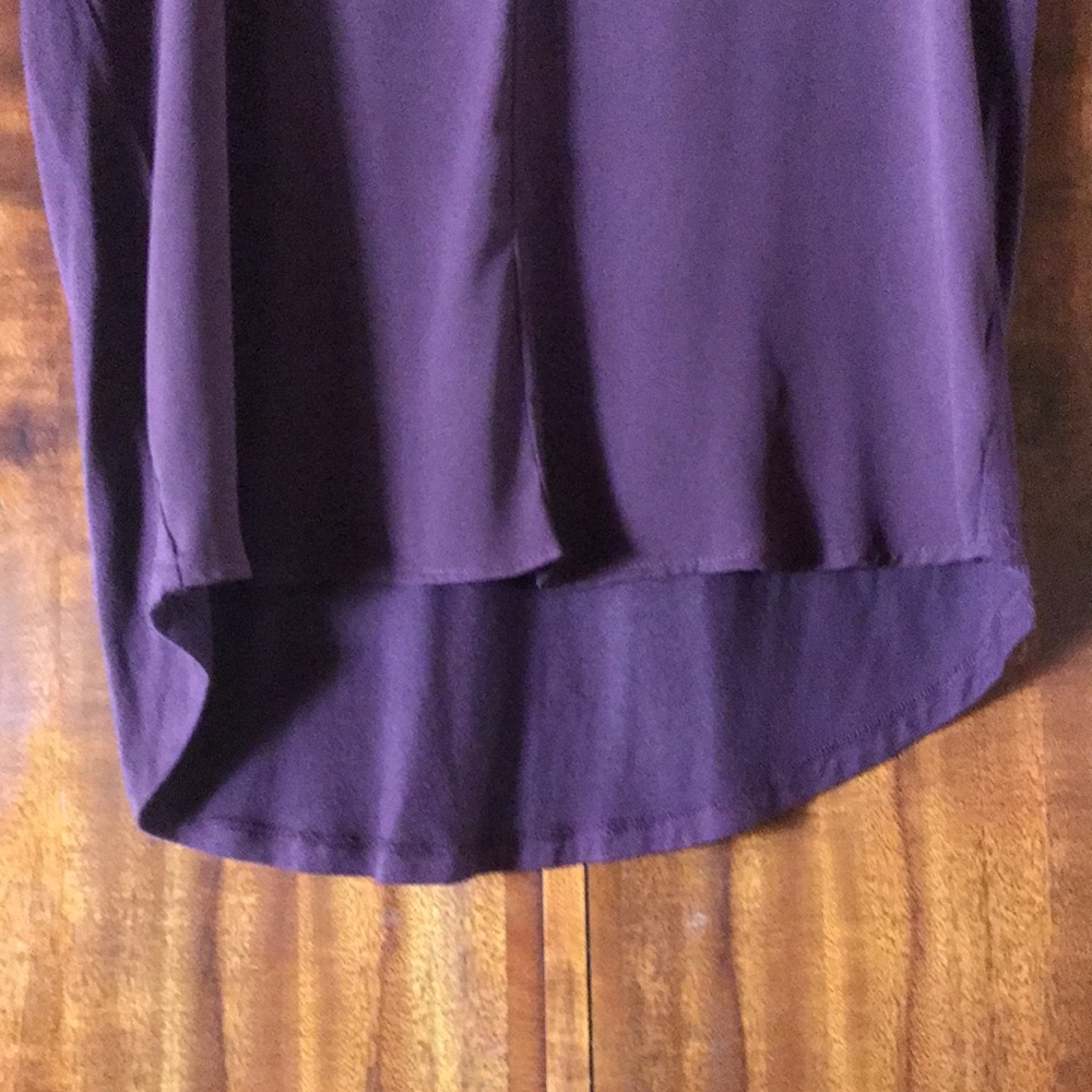 Pleione Women's Top Size Large Purple V-Neck Cap Sleeve Hi-Low Hem Casual Blouse - Picture 14 of 16